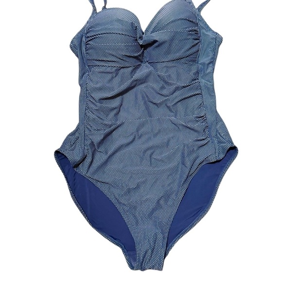 Women’s NipTuck Swim One Piece Blue White Polka Dot Swimsuit Size 12 - Picture 2 of 6